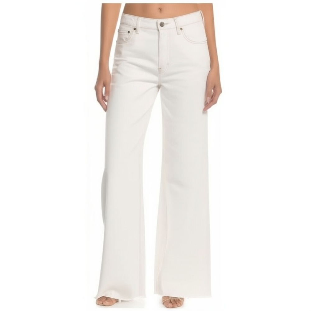 Theory Women's White Wide Leg Boot-Cut Jeans